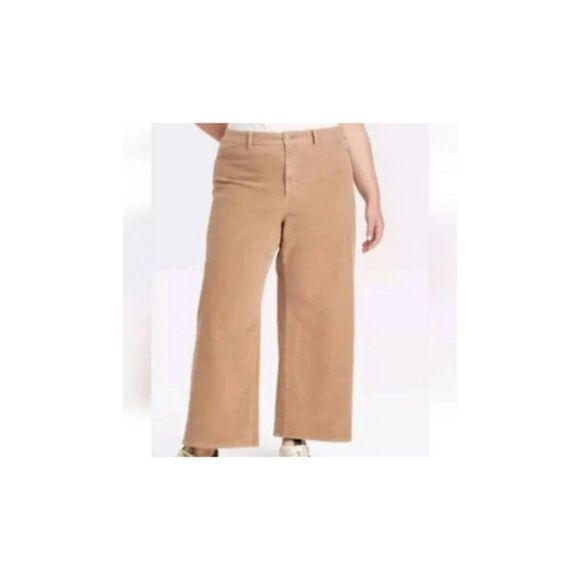 Universal Thread Women's High Rise Corduroy Sailor Wide Leg Ankle Jeans Brown 16 - Picture 1 of 6